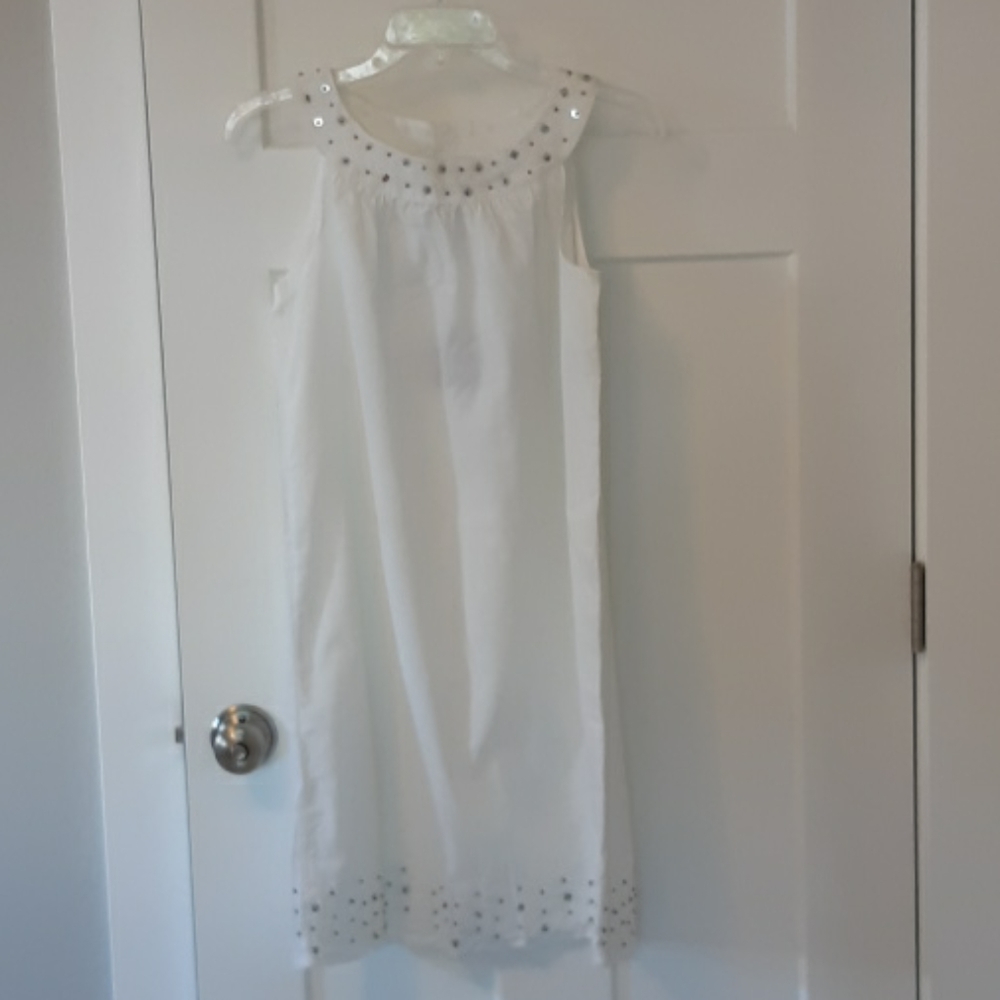 White cotton dress with sequin detailing